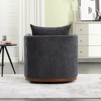 GDFStudio - Harper - Fauteuil tonneau pivotant en chenille avec base métallique robuste et design ergonomique
