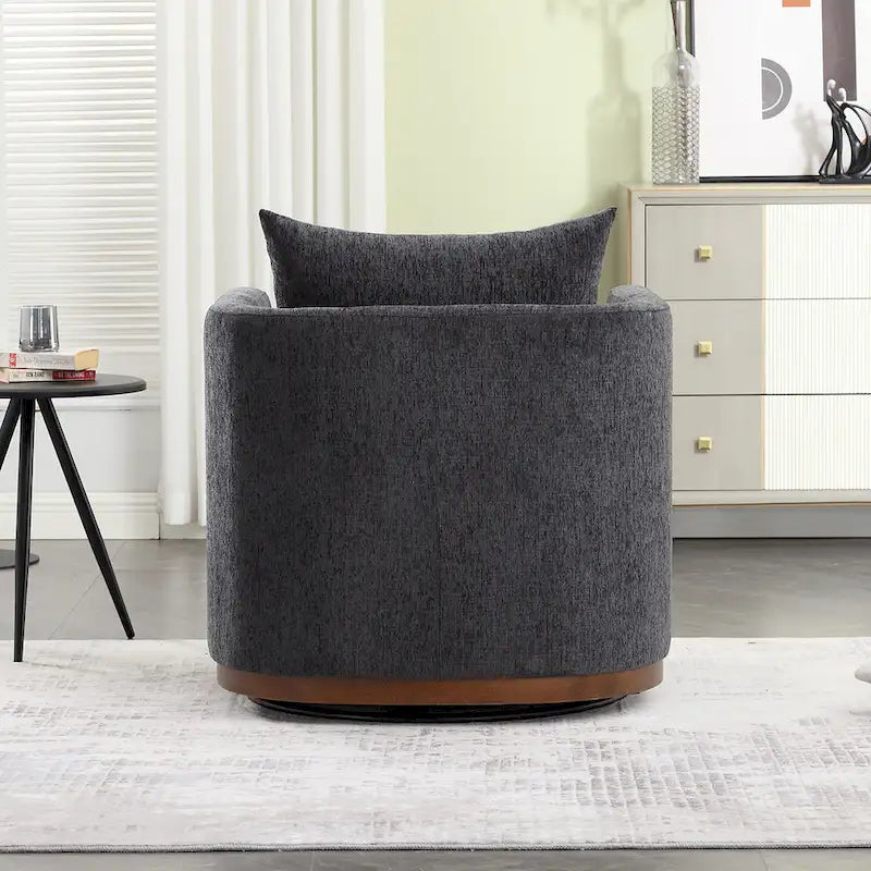 GDFStudio - Harper - Fauteuil tonneau pivotant en chenille avec base métallique robuste et design ergonomique