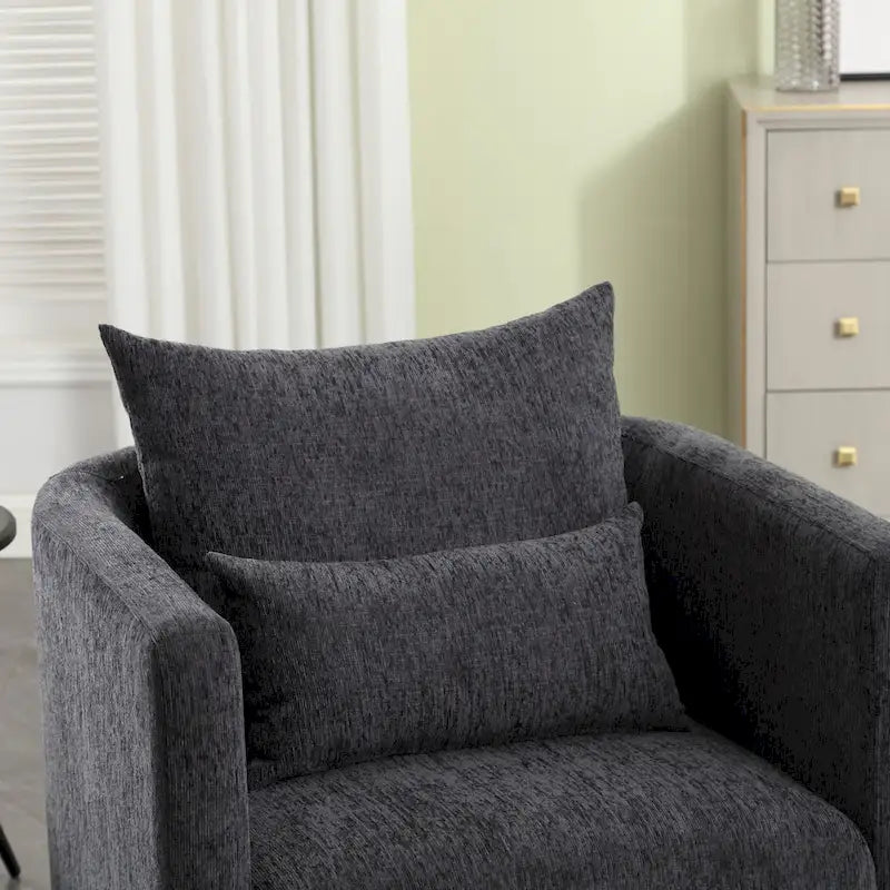 GDFStudio - Fauteuil baril pivotant Harper en chenille avec base en métal robuste et design ergonomique