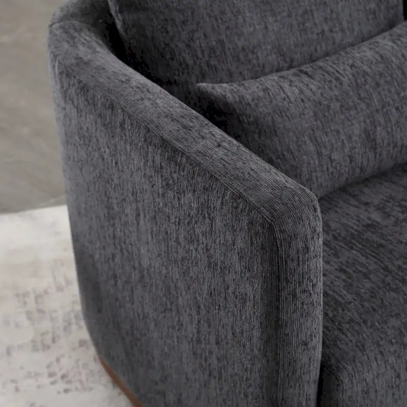 GDFStudio - Harper - Fauteuil tonneau pivotant en chenille avec base métallique robuste et design ergonomique