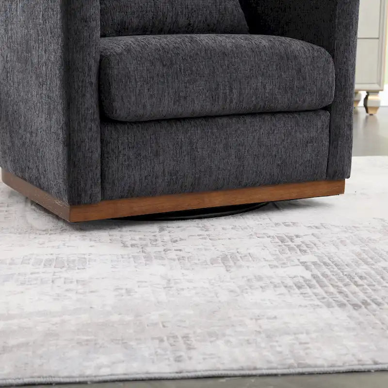 GDFStudio - Harper - Fauteuil tonneau pivotant en chenille avec base métallique robuste et design ergonomique