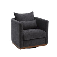 GDFStudio - Harper - Fauteuil tonneau pivotant en chenille avec base métallique robuste et design ergonomique