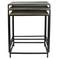 HomeRoots, ensemble de trois tables gigognes en laiton, aluminium noir et fer – 11,5' X 26' X 21