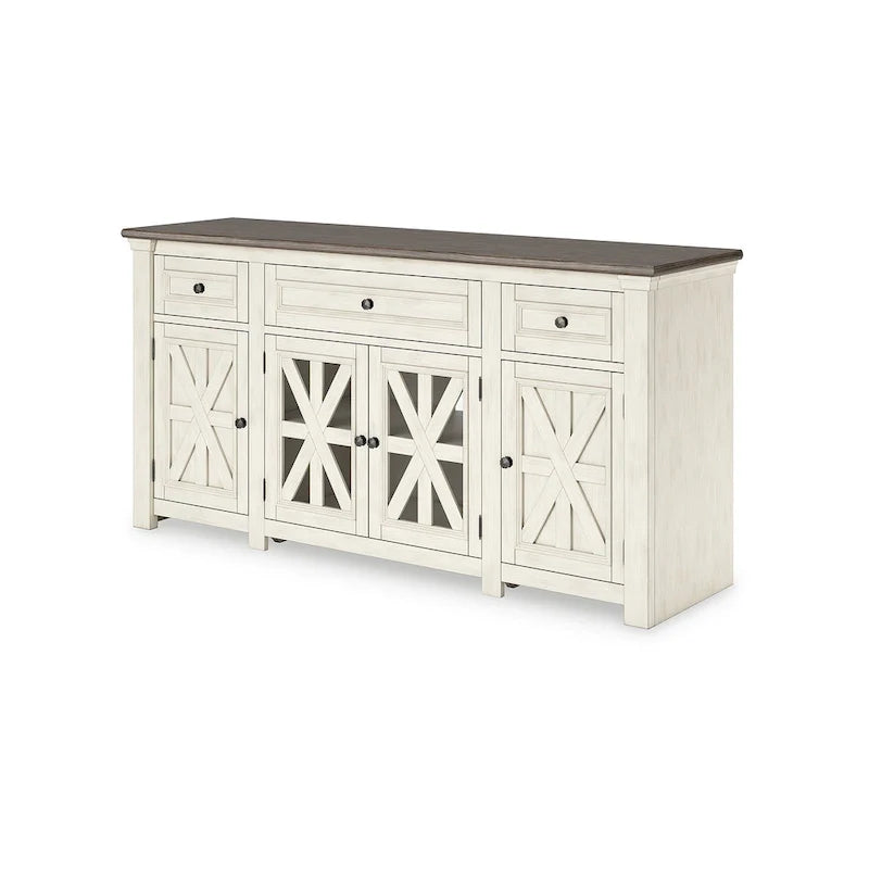 Meuble TV Signature Design by Ashley Bolanburg blanc/gris 73 pour TV jusqu'à 83 - 72.5 L x 20.25 P x 36.13 H
