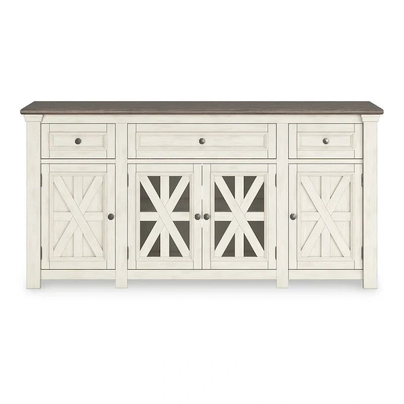 Meuble TV Signature Design by Ashley Bolanburg blanc/gris 73 pour TV jusqu'à 83 - 72.5 L x 20.25 P x 36.13 H