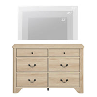 Meuble TV commode style ferme WAMPAT avec 6 tiroirs pour TV jusqu'à 55 pouces, meuble multimédia en bois avec rangement