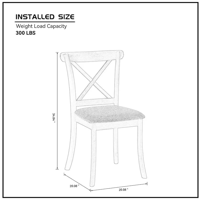 Chaises de salle à manger en bois à dossier en X lot de 2
