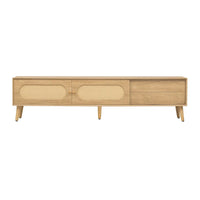 Meuble TV pour téléviseurs jusqu'à 80 pouces, meuble TV de style ferme moderne, centre de divertissement avec pieds en bois massif