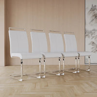 Chaise de salle à manger à dossier haut rembourrée en cuir PU avec pieds en métal (lot de 4)