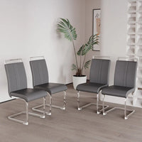 Chaise de salle à manger à dossier haut rembourrée en cuir PU avec pieds en métal (lot de 4)