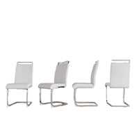 Chaise de salle à manger à dossier haut rembourrée en cuir PU avec pieds en métal (lot de 4)