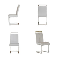Chaise de salle à manger à dossier haut rembourrée en cuir PU avec pieds en métal (lot de 4)