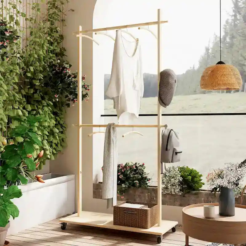 Portant à vêtements de style simple avec barre unique autoportante, design multifonctionnel, pieds antidérapants réglables, pour chambre, noir
