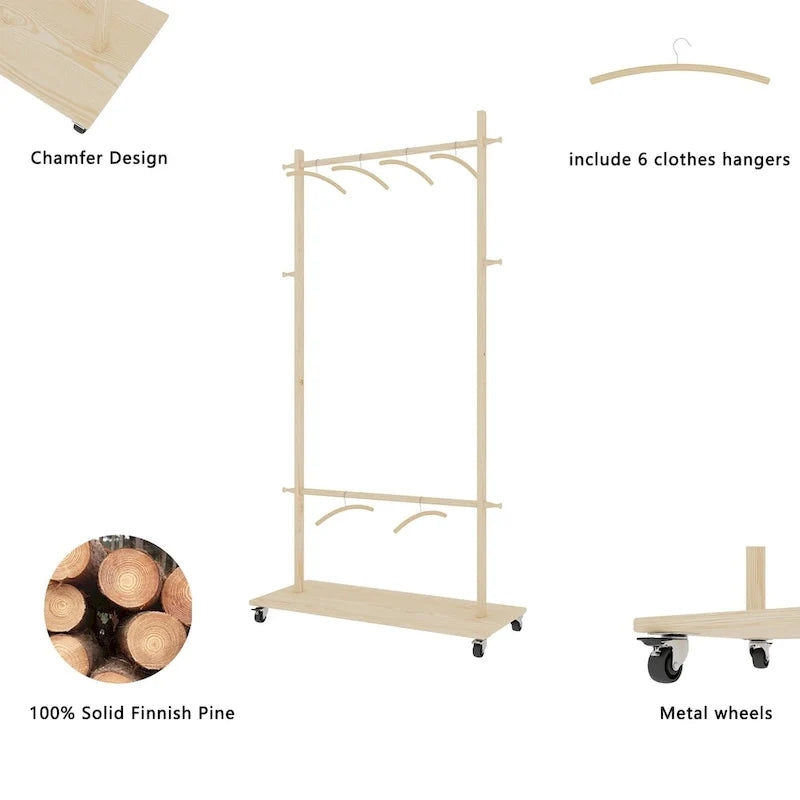 Portant à vêtements de style simple avec barre unique autoportante, design multifonctionnel, pieds antidérapants réglables, pour chambre, noir