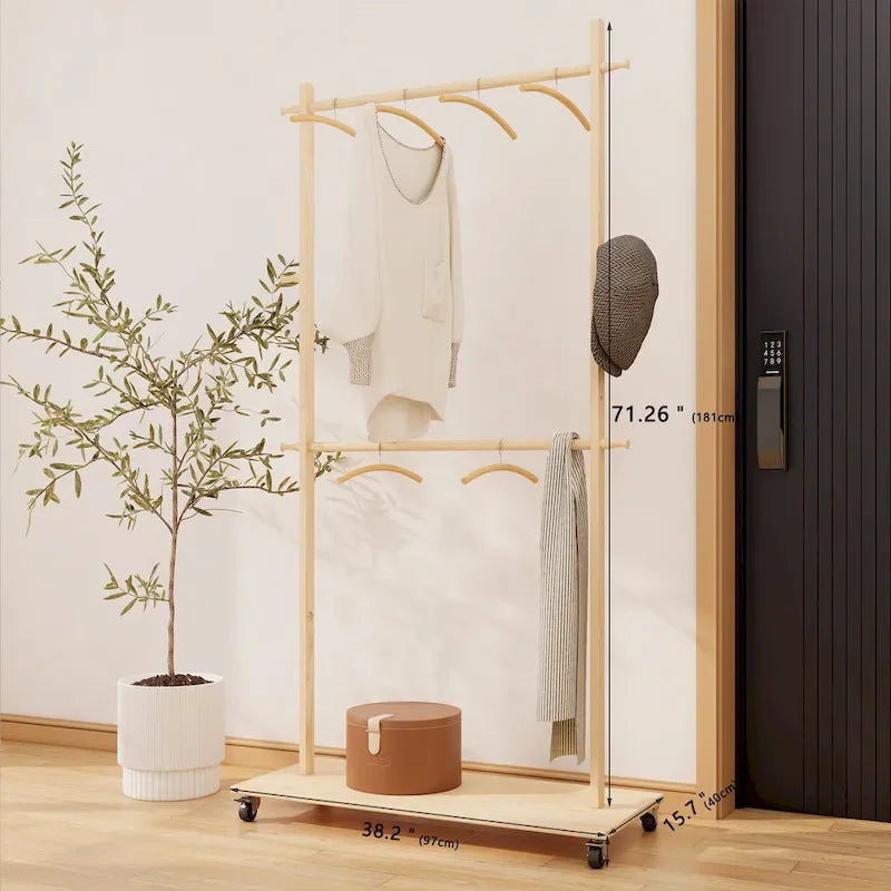 Portant à vêtements de style simple avec barre unique autoportante, design multifonctionnel, pieds antidérapants réglables, pour chambre, noir