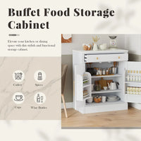 Garde-manger de cuisine moderne sur pied, rangement alimentaire buffet, meuble de bar à café avec tiroir, 2 étagères réglables et 2 étagères de porte