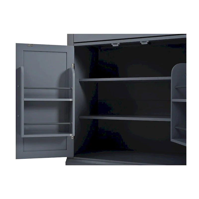 Garde-manger de cuisine moderne sur pied, rangement alimentaire buffet, meuble de bar à café avec tiroir, 2 étagères réglables et 2 étagères de porte