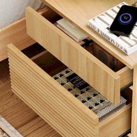 WAMPAT table de chevet cannelée avec station de recharge, table d'appoint moderne avec 2 tiroirs