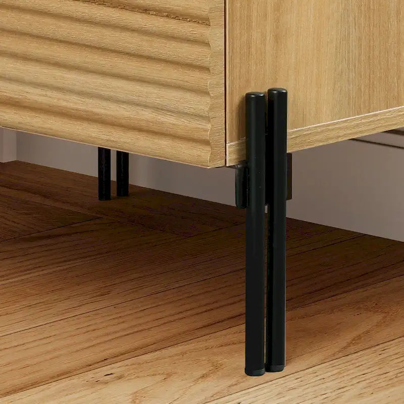 WAMPAT Table de Chevet Cannelée avec Station de Charge, Table d'Appoint Moderne avec 2 Tiroirs