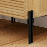 WAMPAT table de chevet cannelée avec station de recharge, table d'appoint moderne avec 2 tiroirs