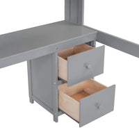 Lit mezzanine en bois Full avec bureau, armoires, tiroirs, station de charge