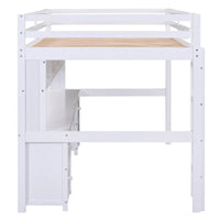Lit mezzanine en bois Full avec bureau, armoires, tiroirs, station de charge