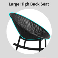 Chaise longue à bascule mid-century moderne en plastique avec pieds en plastique et assise perforée respirante en forme d'œuf pour usage intérieur/extérieur