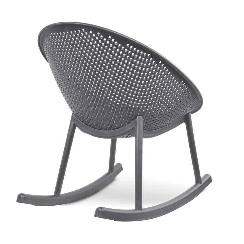 Chaise longue à bascule mid-century moderne en plastique avec pieds en plastique et assise perforée respirante en forme d'œuf pour usage intérieur/extérieur
