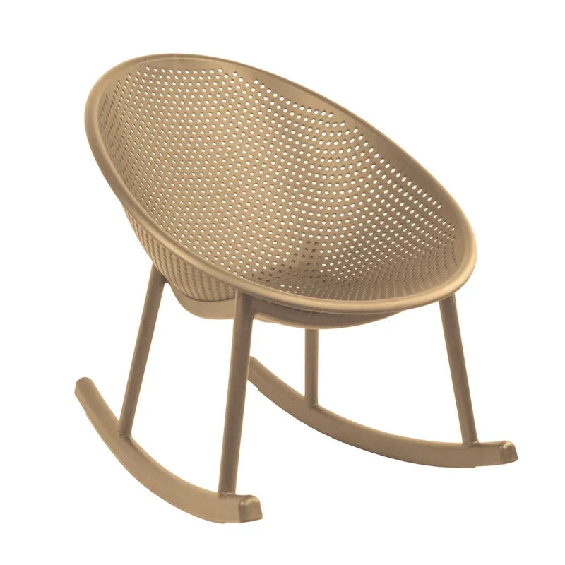 Chaise longue à bascule mid-century moderne en plastique avec pieds en plastique et assise perforée respirante en forme d'œuf pour usage intérieur/extérieur