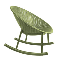Chaise longue à bascule mid-century moderne en plastique avec pieds en plastique et assise perforée respirante en forme d'œuf pour usage intérieur/extérieur