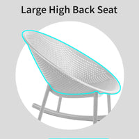 Chaise longue à bascule mid-century moderne en plastique avec pieds en plastique et assise perforée respirante en forme d'œuf pour usage intérieur/extérieur