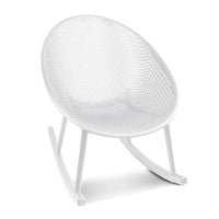 Chaise longue à bascule mid-century moderne en plastique avec pieds en plastique et assise perforée respirante en forme d'œuf pour usage intérieur/extérieur