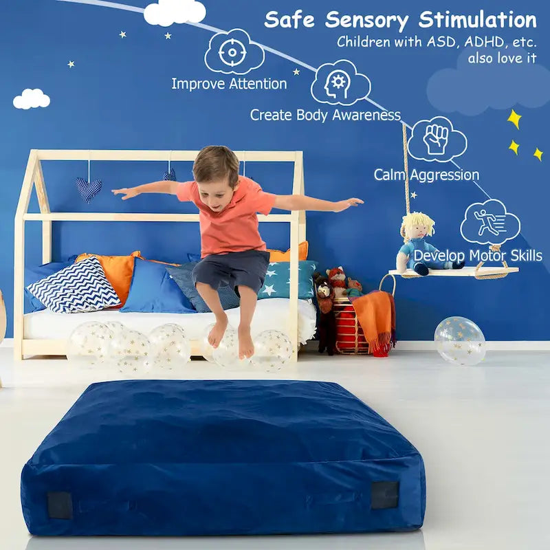 Tapis de sol rembourré sensoriel Costway 57 x 57 avec blocs de mousse et lavable - Voir détails
