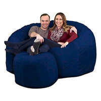 Ultimate Sack Pouf 6 pieds, lounger d'intérieur confortable surdimensionné, daim bleu