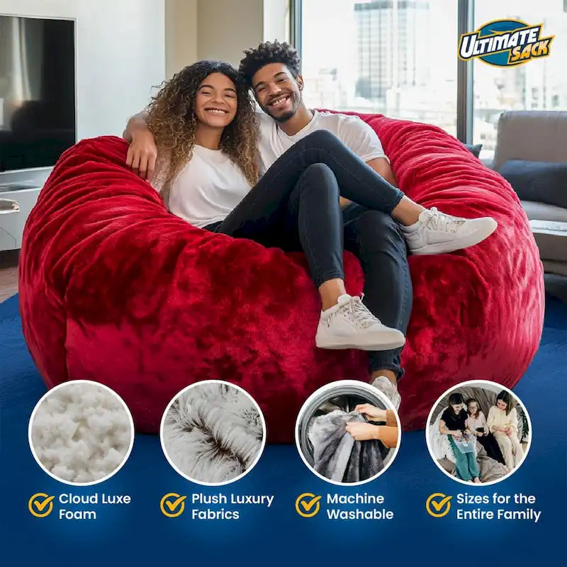 Ultimate Sack Pouf 6 pieds, lounger d'intérieur confortable surdimensionné, daim bleu