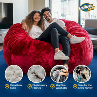 Ultimate Sack Pouf 6 pieds, lounger d'intérieur confortable surdimensionné, daim bleu
