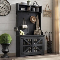Banc d'entrée farmhouse 42 de large avec porte-manteau, meuble de vestibule