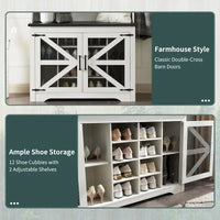 Banc d'entrée farmhouse 42 de large avec porte-manteau, meuble de vestibule
