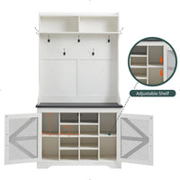 Banc d'entrée farmhouse 42 de large avec porte-manteau, meuble de vestibule
