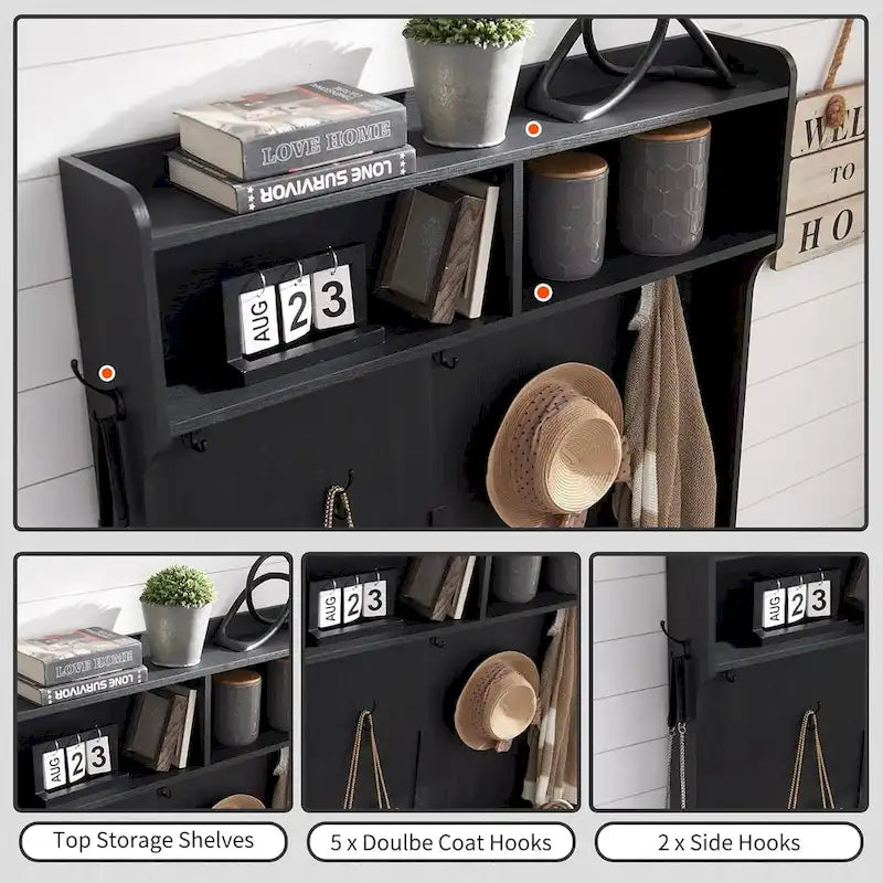 Banc d'entrée farmhouse 42 de large avec porte-manteau, meuble de vestibule