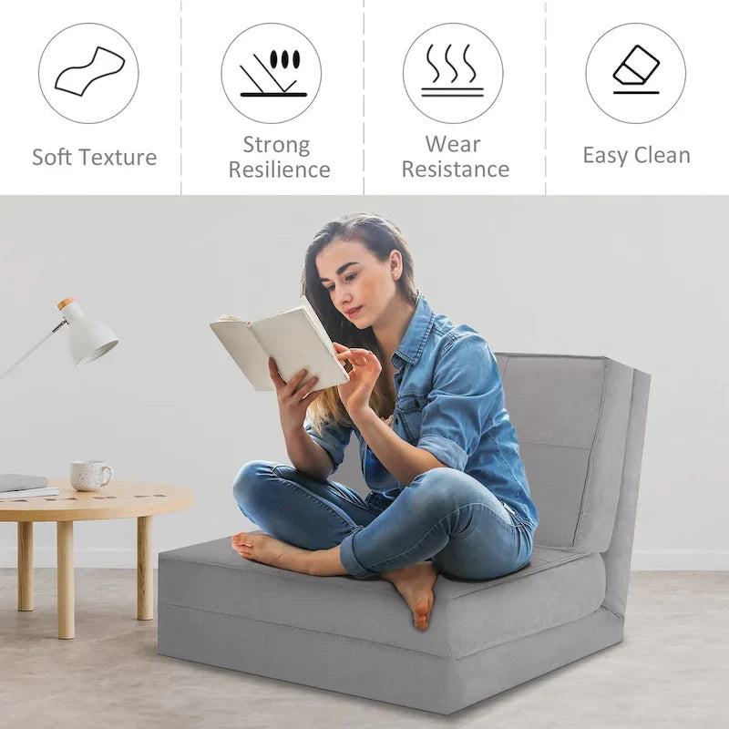 Fauteuil convertible pliant Costway, chaise longue dépliable, lit-canapé