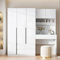 Garde-robe penderie 3 en 1 avec coiffeuse, ensemble bureau, armoire de chambre avec 2 tiroirs, penderie de rangement bureau à 3 portes