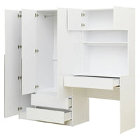 Garde-robe penderie 3 en 1 avec coiffeuse, ensemble bureau, armoire de chambre avec 2 tiroirs, penderie de rangement bureau à 3 portes