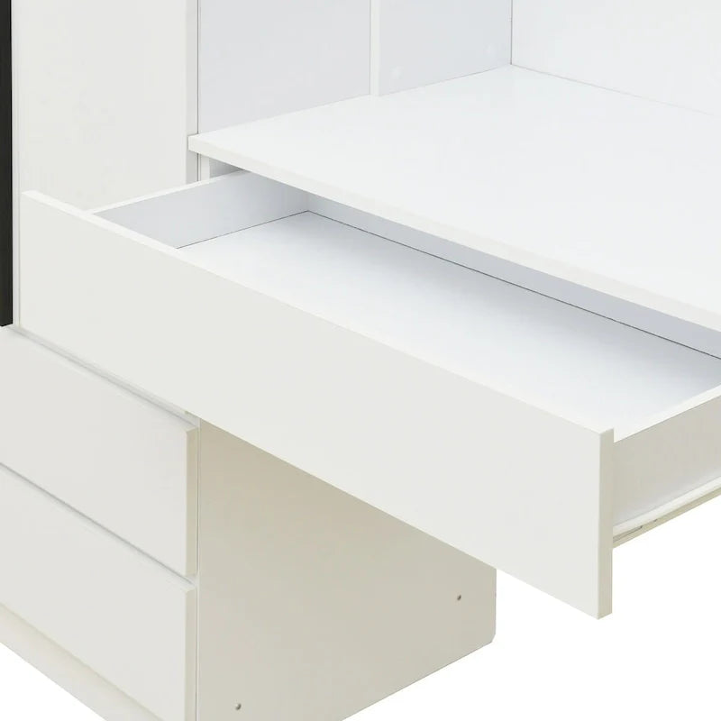 Garde-robe penderie 3 en 1 avec coiffeuse, ensemble bureau, armoire de chambre avec 2 tiroirs, penderie de rangement bureau à 3 portes