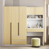 Garde-robe penderie 3 en 1 avec coiffeuse, ensemble bureau, armoire de chambre avec 2 tiroirs, penderie de rangement bureau à 3 portes