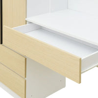 Garde-robe penderie 3 en 1 avec coiffeuse, ensemble bureau, armoire de chambre avec 2 tiroirs, penderie de rangement bureau à 3 portes
