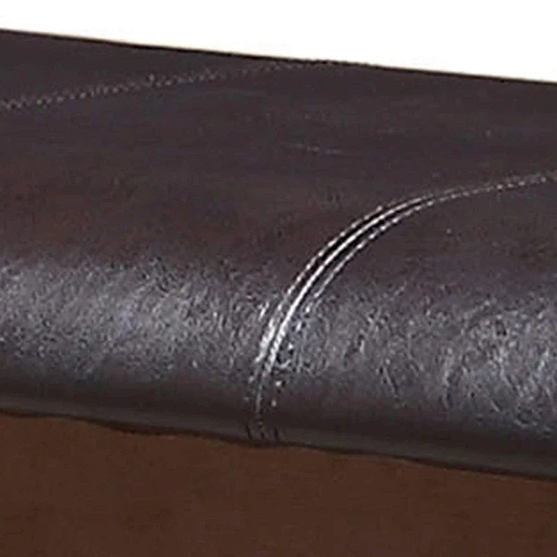 Banc en bois à hauteur de comptoir avec assise en similicuir, marron et noir