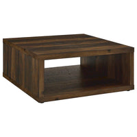 Table basse Rizz, design cube carré étagère ouverte, 36 pouces brun foncé