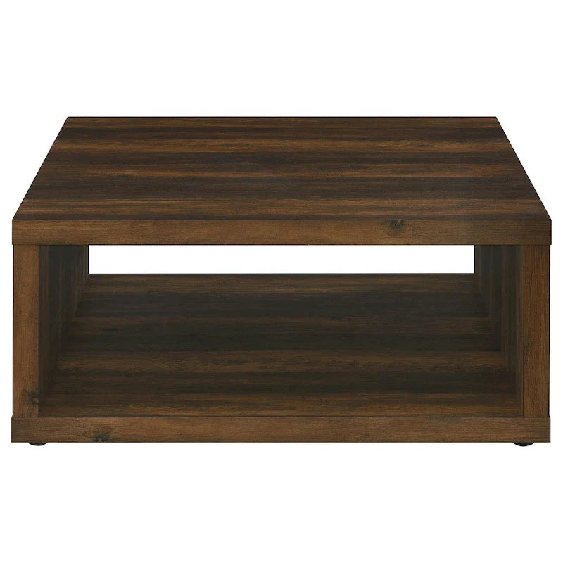 Table basse Rizz, design cube carré étagère ouverte, 36 pouces brun foncé
