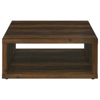 Table basse Rizz, design cube carré étagère ouverte, 36 pouces brun foncé